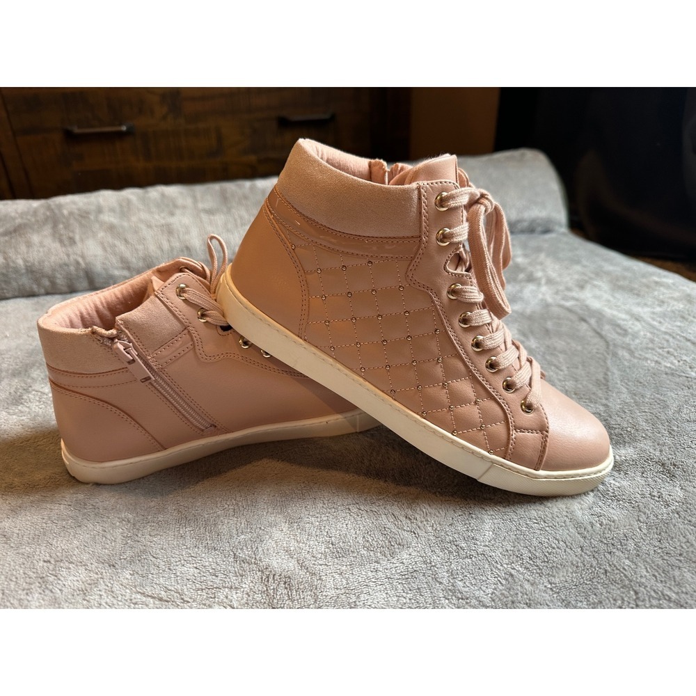 ALDO New Womens Pink Quilted Studded High Top Fashion Sneakers Shoes Size 8.5